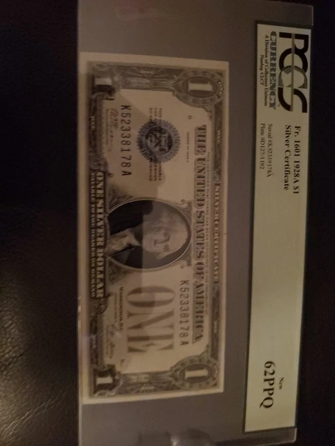 1928 $1 One Dollar “Funnyback” Silver Certificate Note Uncirculated 62Ppq