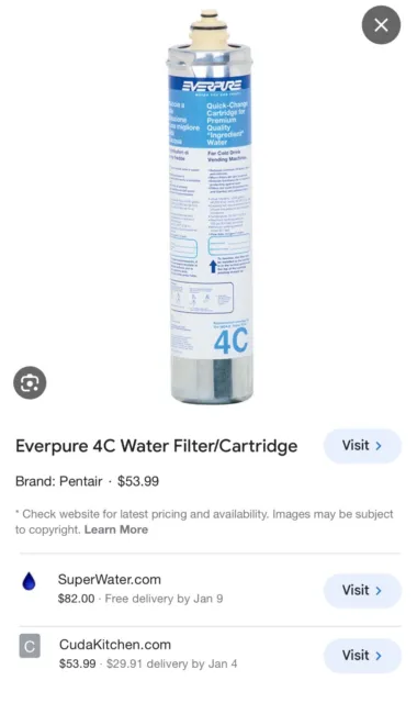 EVERPURE 4C WATER Filter Quick-Change Cartridge Cold Drink Vending Machine  12 pk $349.99 - PicClick