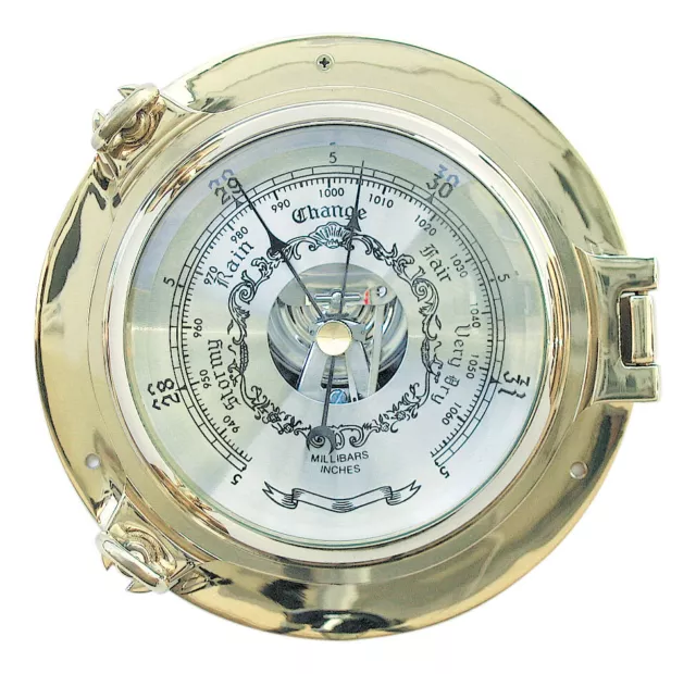 Barometer im Bullauge Nautik Messing Ø=14cm Sea4You maritime Dekoration