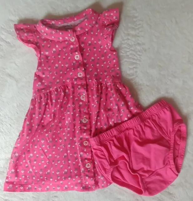 Carters baby girl pink flower dress with bottoms 12 month infant wear
