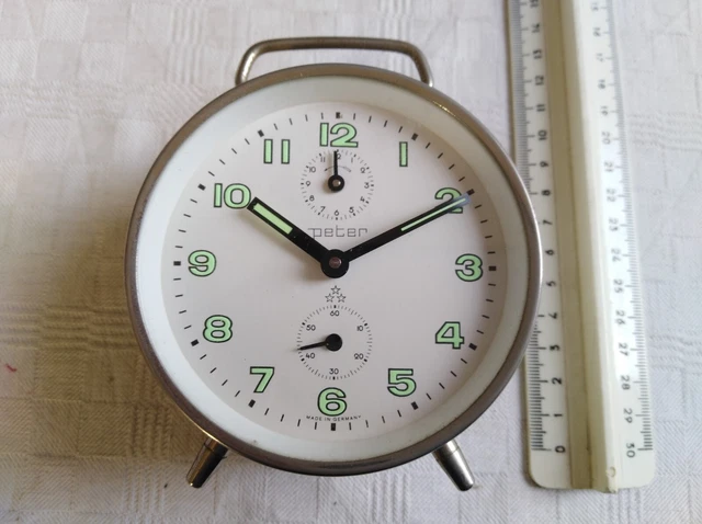 Vecchio Orologio sveglia da comodino vero vintage PETER funzionante old  clock