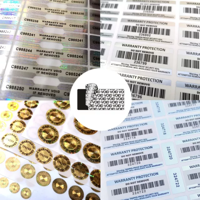 Tamper Proof Stickers Tamper Evident Warranty Void Labels Barcode Hologram