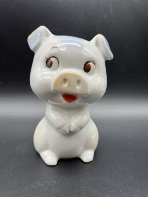 Vintage Pig Figurine Porcelain Kitschy Kute