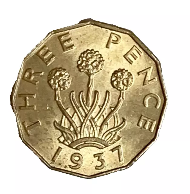 1937 GVI Brass Threepence – High Grade + Lustre