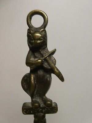 Vintage Brass Cat And The Fiddle Handle Crumb Tray 2