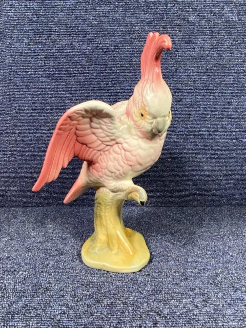 Gorgeous Vintage Brad Keeler (Back Stamped) Pink Cockatoo Ceramic Figurine NMT