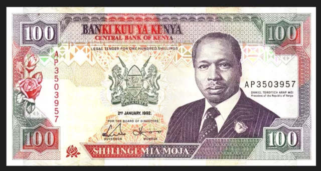 🇰🇪 Kenya   1992 100  Shilingi  Mia Moja *Daniel Toroitich Arap Moi * P 27 Bank