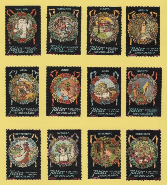 Poster Stamps Calendar Months Harvest Carnival Jocker Love Cherries Mountering