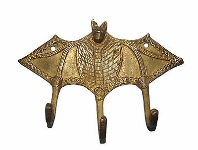 A unique & attractive BAT Shape COAT HOOK Brass made Hanger from India "RARE"