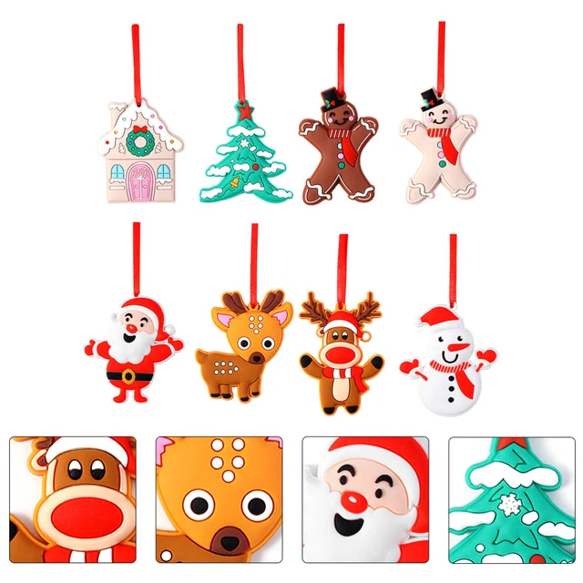 8 PIEZAS Colgante Escena del Árbol de Navidad Creativo Snowman Santa Alce Colgante
