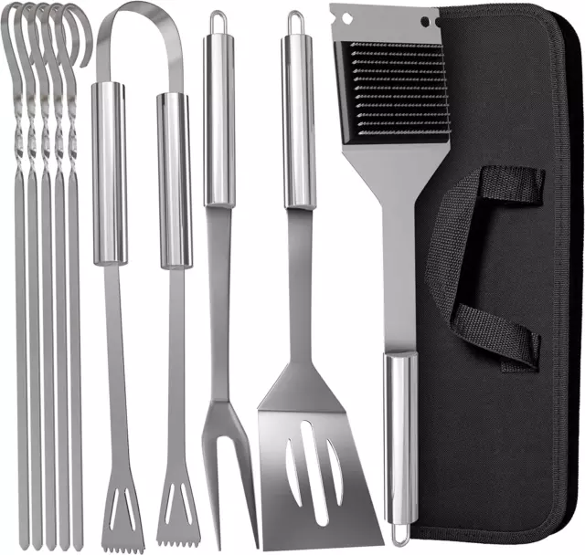 Set di Utensili BBQ per Barbecue in Acciaio Inox Con Valigetta Resistenti