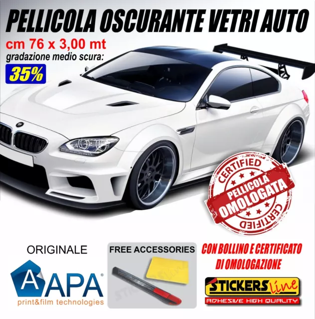 Pellicola Oscurante Vetri Auto APA ® 35% VLT MEDIA omologata oscuramento 76x300