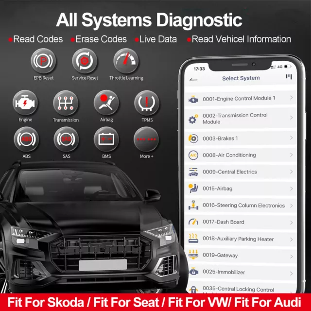 Ancel BD500 Diagnosegerät OBD2 Gerät Auto Alle System EPB ABS Scanner für VAG 2