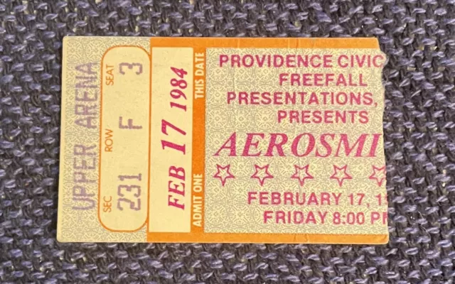 AEROSMITH CONCERT TICKET STUB FEB 17, 1984 w/JOHN BUTCHER AXIS - PROVIDENCE, RI
