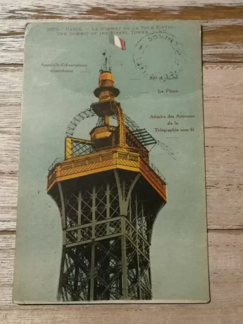 CPA - 75 PARIS - le sommet de la tour eiffel avec Cachet