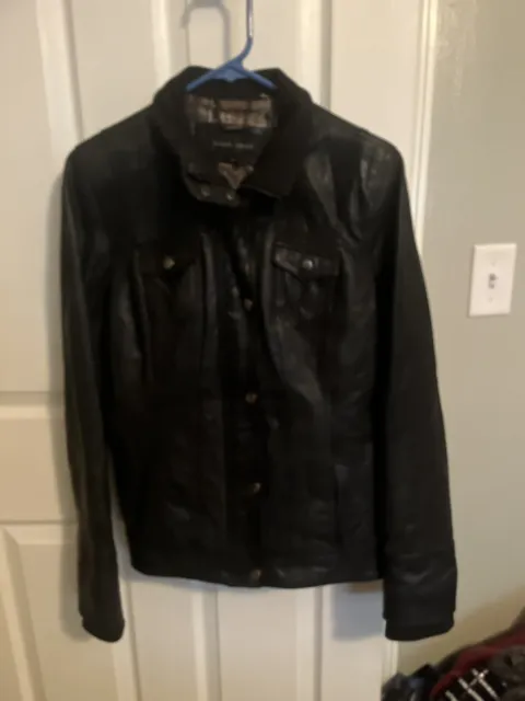 Black Rivet Mens Genuine Leather Black Jacket Size Medium