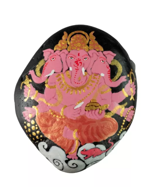 Guijarro Pintados - Elefante Rosa -dios Ganesh Hinduísta - Decoración Hecho 6267