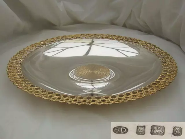 RARE QE II HM STERLING SILVER GILT MODERNIST DISH by STUART DEVLIN 1978