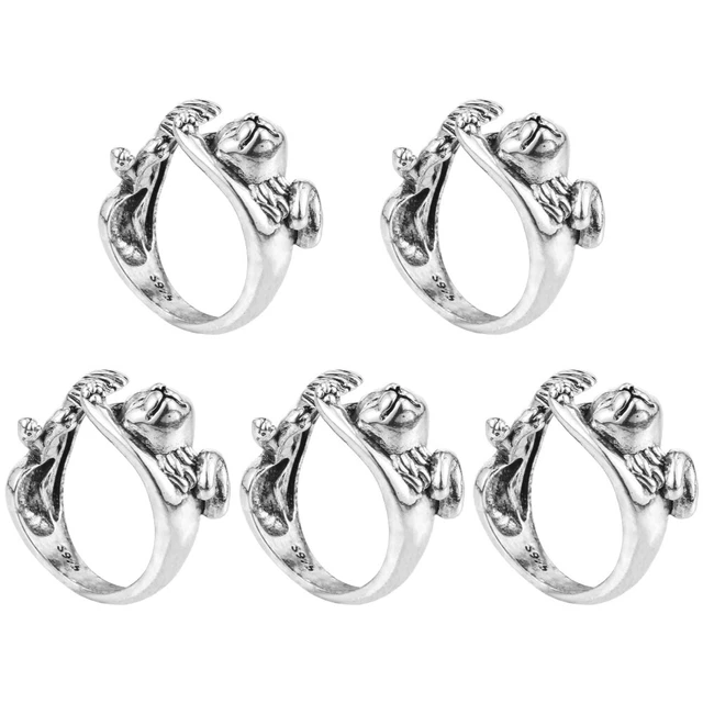 5 piezas anillo de ganchillo anillo de tejido de ganchillo hilo de ganchillo anillo de tejido de metal