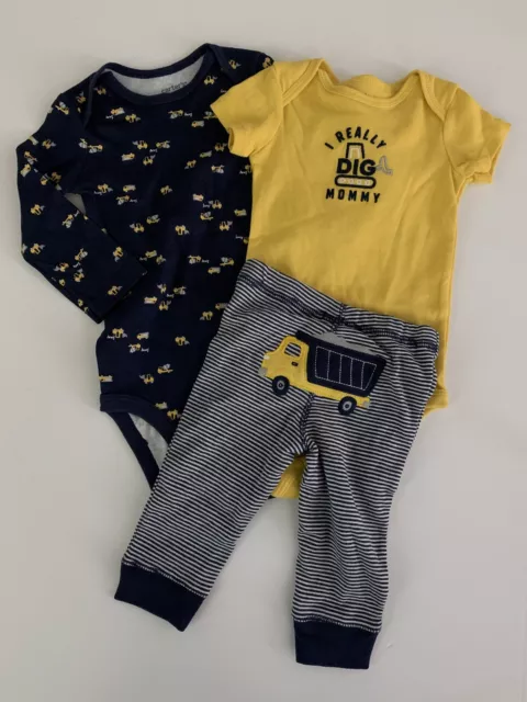 Carters Baby Boys Tractor Bodysuits Pants Set Size 6 9 12 18 24 Months Navy Blue