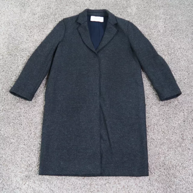 Harris Wharf London Coat Womens 40 Gray Herringbone Cocoon Wool Cashmere Jacket
