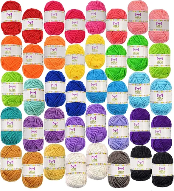 40 Mixed Yarn Lot Skeins Assorted Colors Huge Kit 100% Acrylic Balls Crocheting