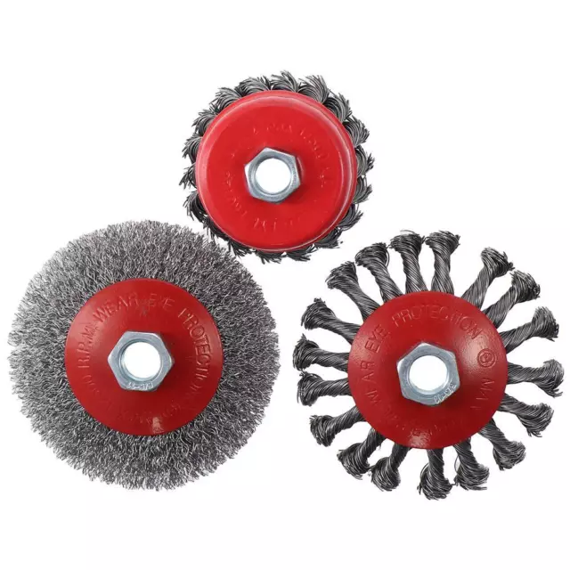 5/8 Inch-11 Threaded Arbor Cup Brush Set Carbon Steel Wire Brush  Angle Grinder