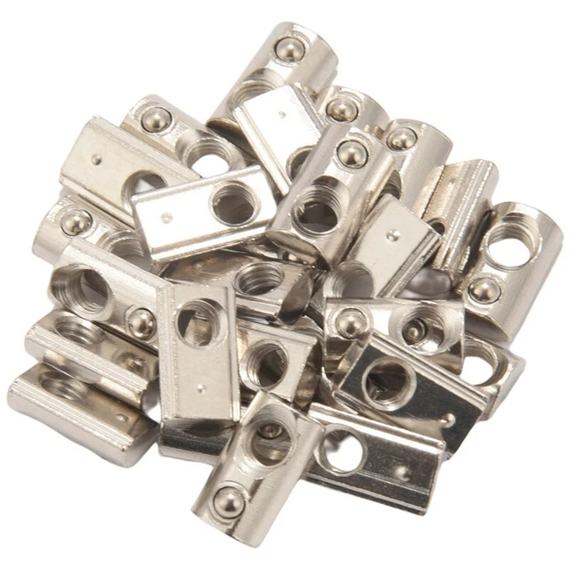 25 Pack 2020 Series T Slot Nuts Roll-In Spring Ball Loaded Elastic Nuts for U9N2