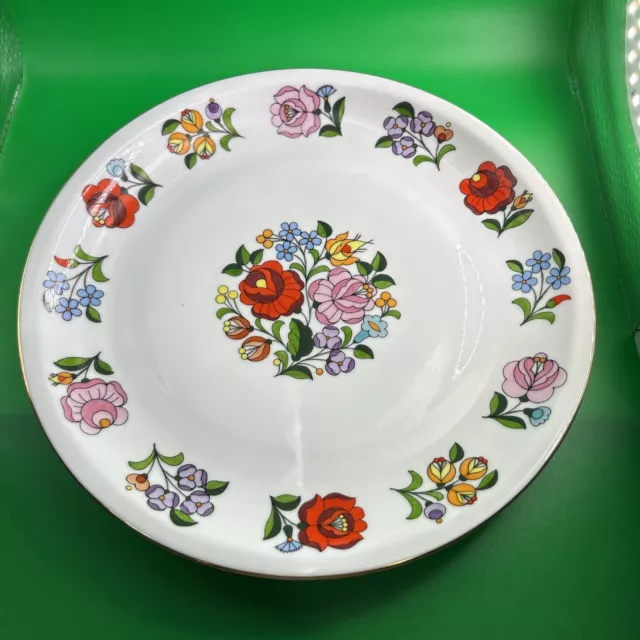 Vintage Kalocsa Porcelain Folk Art Pattern 8” Plate Wall Decorative Hungary ￼￼