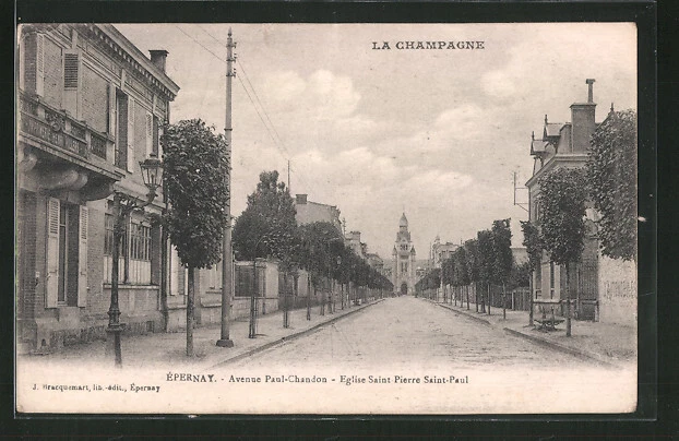 CPA Épernay, Avenue Paul-Chandon, Eglise Saint Pierre Saint-Paul