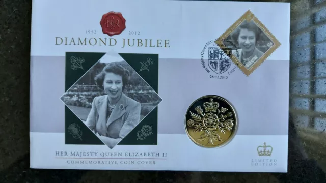 2012 Queen Elizabeth Diamant Jubiläum Gibraltar FDC mit Niue $ 2 Münze