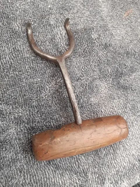 VINTAGE ANTIQUE FORGED Hay Bale Hook Iron Hand Hook Large Farming