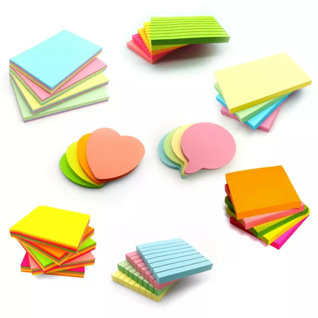 Sticky Notes Assorted Pastel / Neon Pastel Colour Memo Pads Post It No Residue