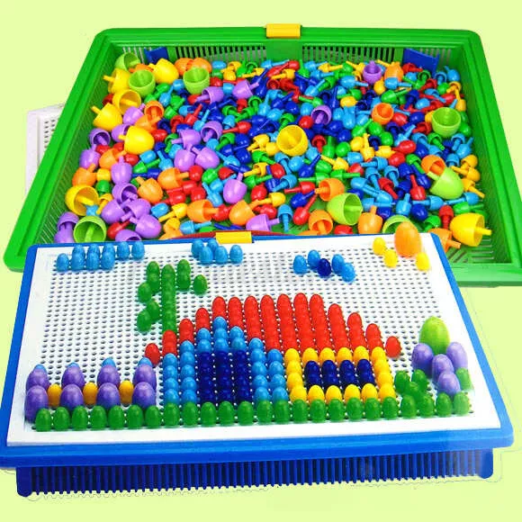 Children Puzzle Peg Board With 592x Pegs For Kids Educational Toys Creativ