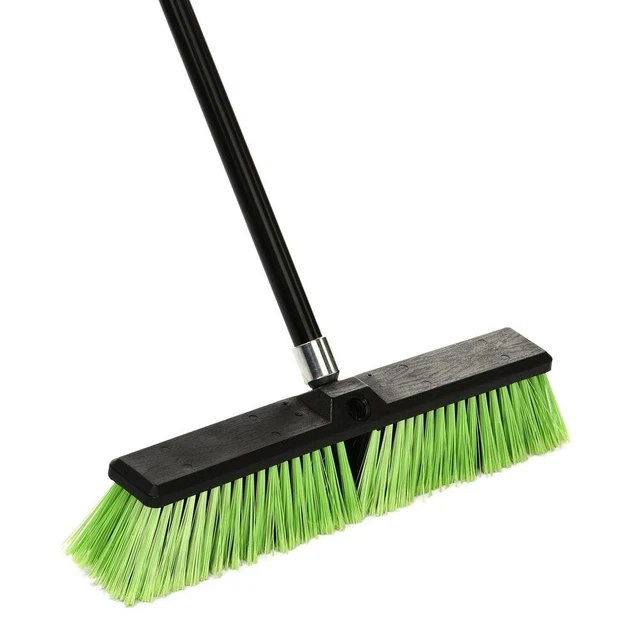 Alpine Industries 18 In. Green Indoor Outdoor Multi-Surface Push Broom (3-Pack)
