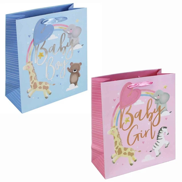 Große Geschenktüte Für Babyparty Mit Waldtier-Motiv – 33 Cm, Inkl. Karte & Seidenpapier – Perfekt Für Geschenkverpackung