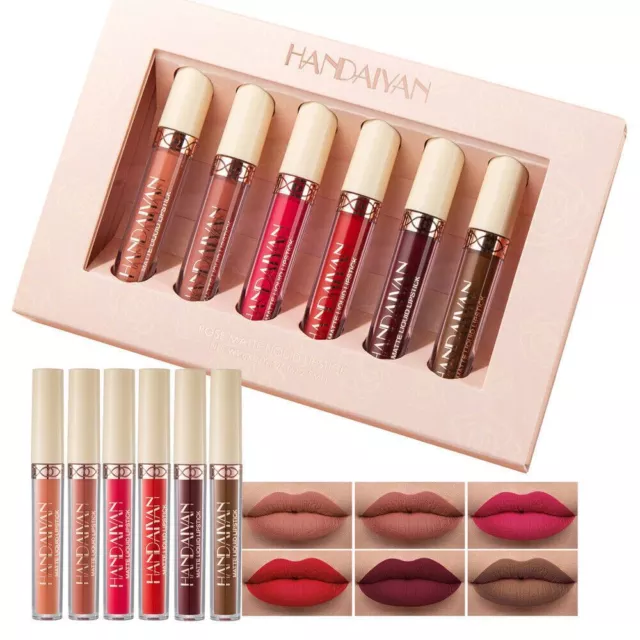 Handaiyan 6Pcs Matte Liquid Lipstick Set Long Lasting Make Up Lip Gloss Gift