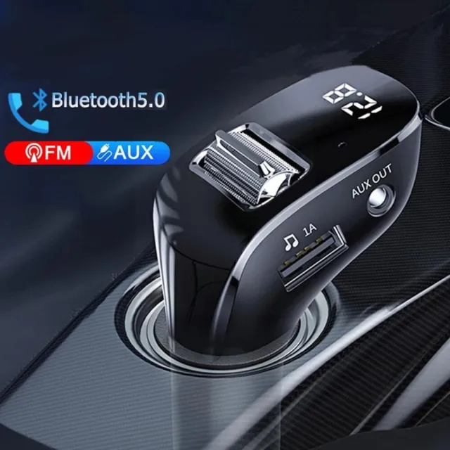 Transmetteur FM Bluetooth 5.0 AUX MP3 Chargeur USB Voiture Prise Allume-Cigare