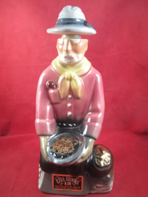 1969 EZRA BROOKS Bourbon Whiskey Decanter Gold Rush Miner - EMPTY BOTTLE