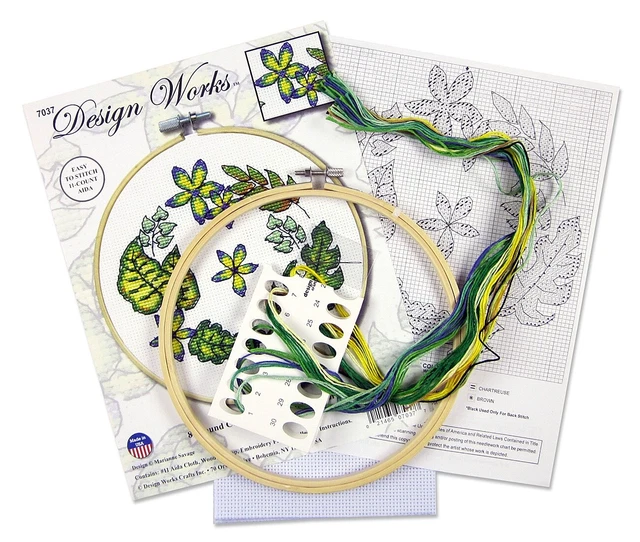 Kit de punto de cruz contado Design Works 8" helechos redondos (11 unidades) -DW7037
