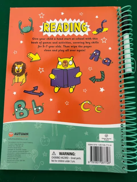 Wipe Clean Learning Books - Reading, Handwriting, Numbers - Set of 3 - 5+