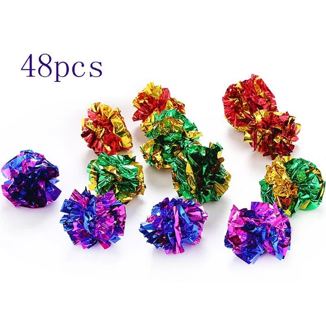48Pcs Kitten Chew Balls Pet Interactive Fun Teaser for Indoor for