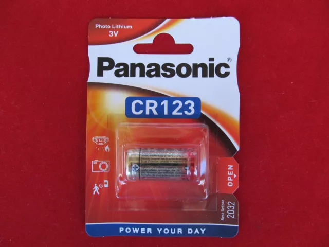 2x Panasonic CR123 CR 123A CR17345 Photo Lithium 3,0V