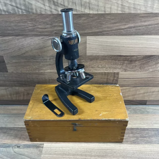 Vintage Milbro Microscope in Wooden Box READ LISTING