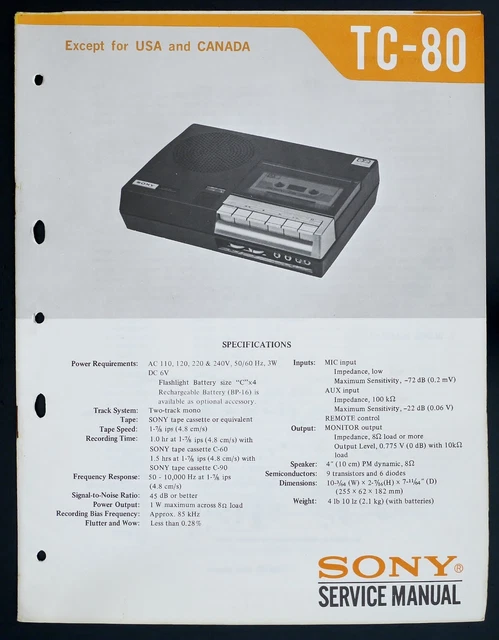 Sony Recorder KIT CINGHIE PER Sony TC-S7 Cassette Deck Cassette Sony Recorder KIT CINGHIE PER Sony TC-S7 Cassette Deck Cassette