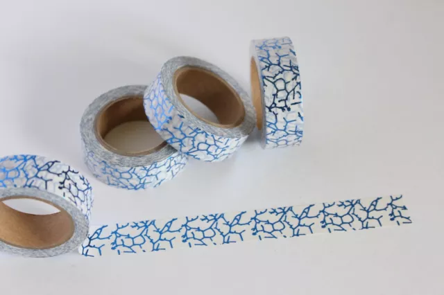 Metallic blue crackle print washi tape, Cute washi, Planner accessories