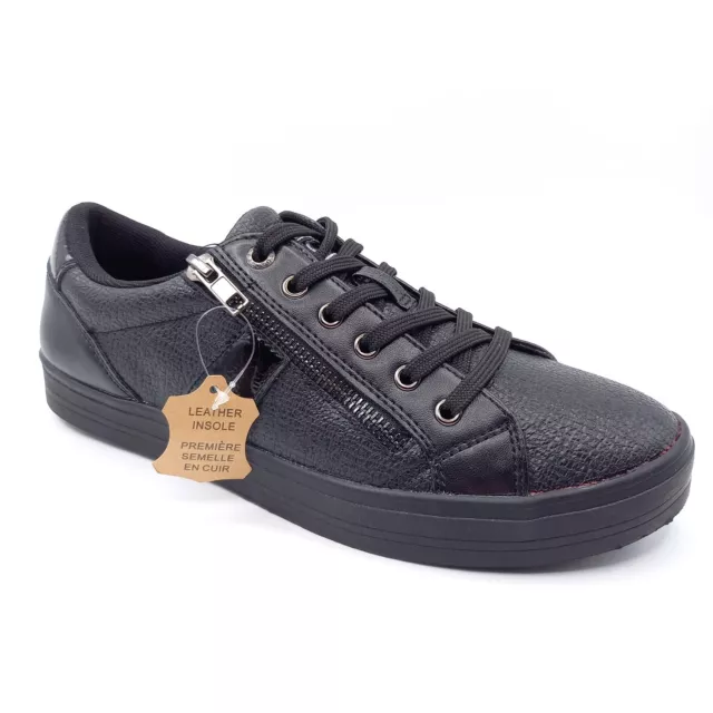 Baskets Tennis Cuir Chaussures Femme Sneakers - 36 et 38 39 40 - Basses Noir 2