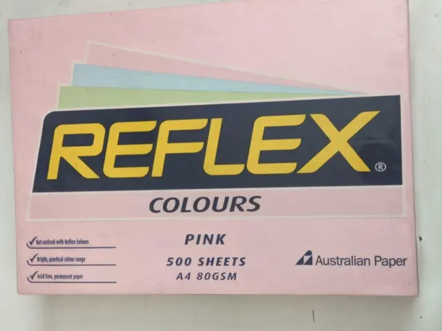 Reflex Colours Pink - 500 sheets - Acid Free 80GSM   Australian Paper