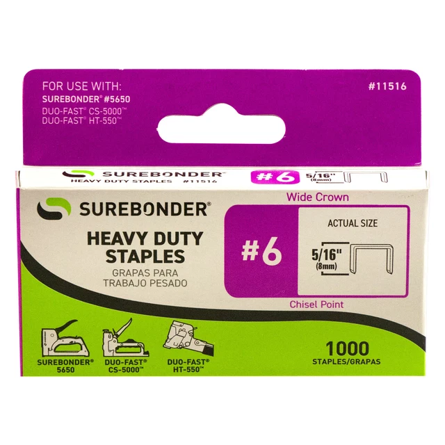 Surebonder Heavy Duty Wide Crown Staples 5/16" - 1,000 Count