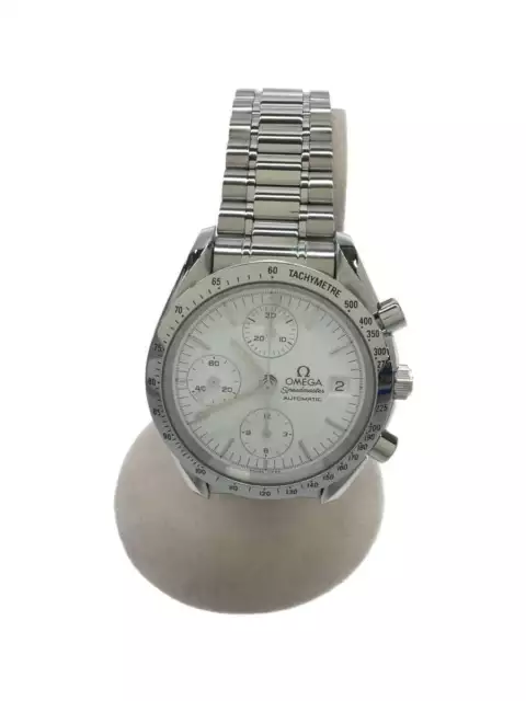 Omega Speedmaster Révision Date Blanc Argent Quartz Acier Inoxydable Mens Montre